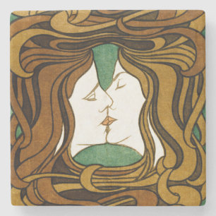 Porta-copo De Pedra O Beijo Peter Behrens Arte Nova Arte Antiga
