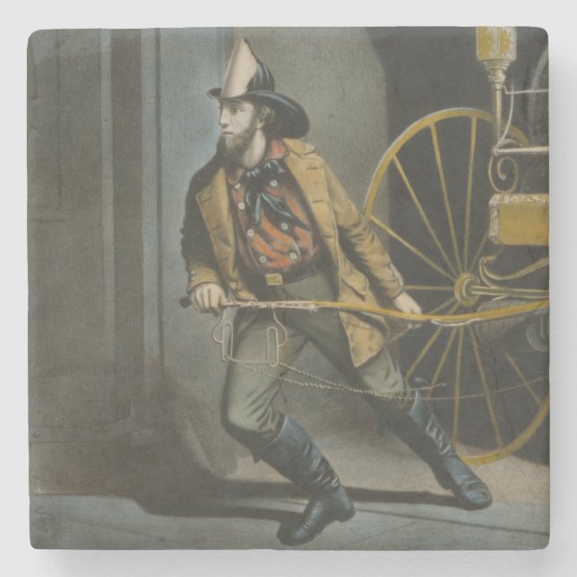 Porta-copo De Pedra O Bombeiro Americano: Sempre Pronto (Frente)