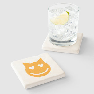 Porta-copo De Pedra O coração dado forma Eyes o gato de Emoji