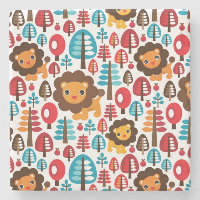 Porta-copo De Pedra o leão retro bonito caçoa a ilustração (Frente)