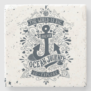 Porta-copo De Pedra O mundo é grande - vá exploram