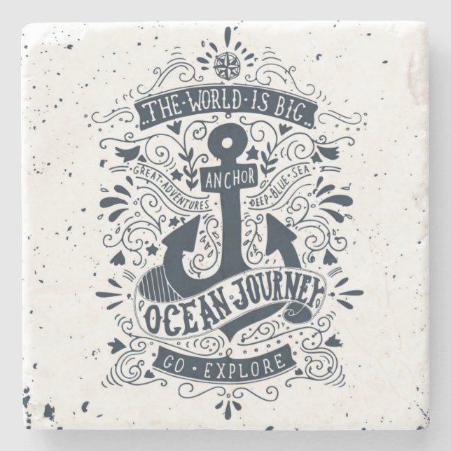 Porta-copo De Pedra O mundo é grande - vá exploram (Frente)