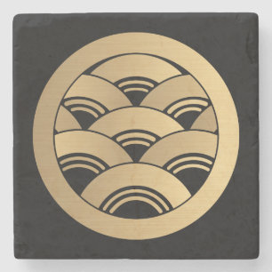 Porta-copo De Pedra O ouro acena japoneses Kamon