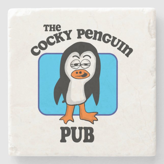 Porta-copo De Pedra O Pub Pinguim Arrogante (Frente)