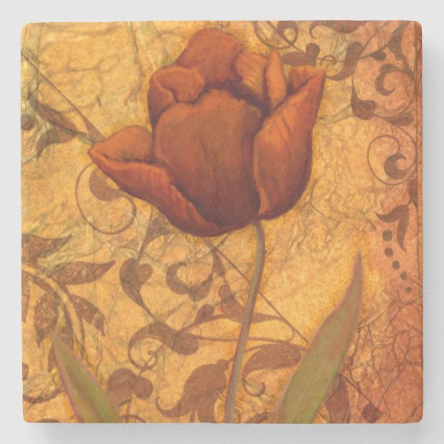 Porta-copo De Pedra O vermelho floresce II (Frente)