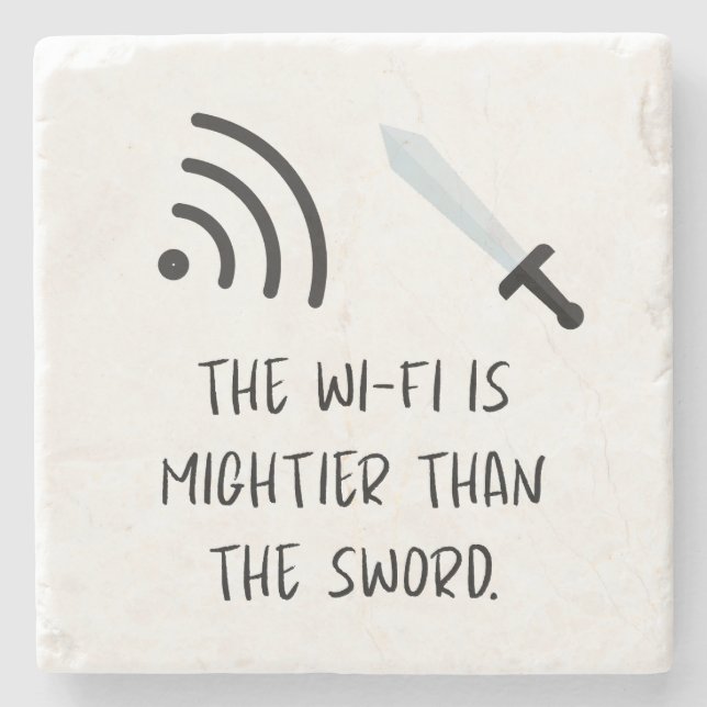 Porta-copo De Pedra O WiFi é mais poderoso que a Espada (Frente)