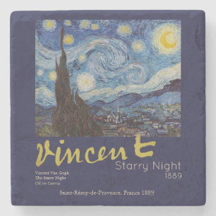 Porta-copo De Pedra Obra-Prima Vintage Azul Noite Estrelada de Van Gog