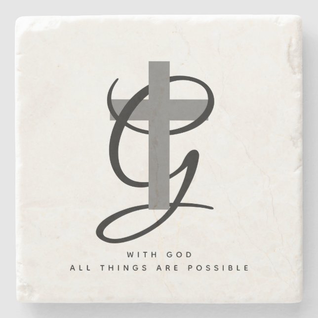 Porta-copo De Pedra Obrigado religioso cristão personalizado (Frente)