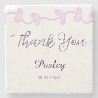 Porta-copo De Pedra obrigado rosa roxo pastel casamento nome data lea