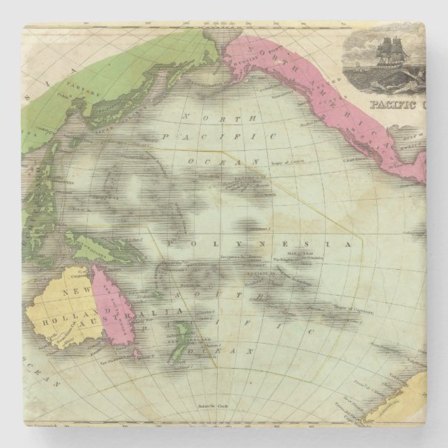 Porta-copo De Pedra Oceano Pacífico 6 (Frente)