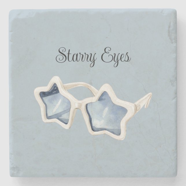 Porta-copo De Pedra Óculos de Sol Estrela Azul Branco (Frente)