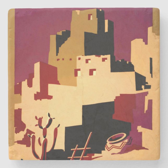 Porta-copo De Pedra Oeste do Sudoeste Pueblo WPA Nacional (Frente)