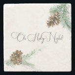 Porta-copo De Pedra Oh Santa Noite Pine Cone e Bough Christmas<br><div class="desc">Oh Santa Noite Pine Cone & Bough Porta copos de Natal.</div>