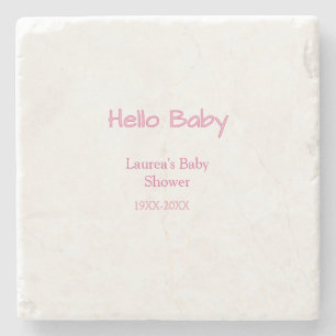 Porta-copo De Pedra olá bebê rosa pastel tendência de nome data baby s