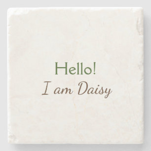 Porta-copo De Pedra Olá, eu sou Daisy, adicione o texto do nome simple