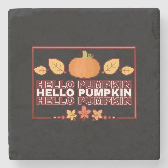 Porta-copo De Pedra Olá, Pumpkin Autumn Party (Frente)