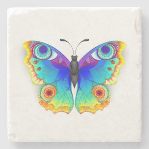 Porta-copo De Pedra Olho Peacock da Borboleta Arco-Íris