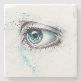 Porta-copo De Pedra Olhos Azuis em Choro (tristeza, simpatia e depress