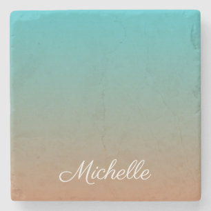 Porta-copo De Pedra Ombre marrom e azul personalizado