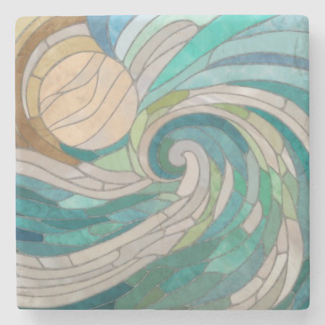 Porta-copo De Pedra Onda e Lua do Mosaico (Frente)