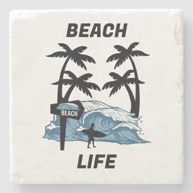 Porta-copo De Pedra Onda Engraçado de Água (Frente)