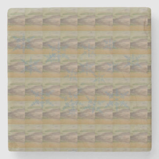 Porta-copo De Pedra Ondas de floco de neve azuis na costa