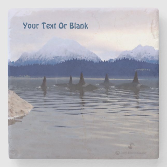 Porta-copo De Pedra Orca de Água Escura (Frente)