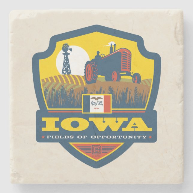 Porta-copo De Pedra Orgulho de Estado| Iowa (Frente)