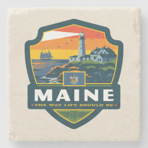 Porta-copo De Pedra Orgulho de Estado Maine