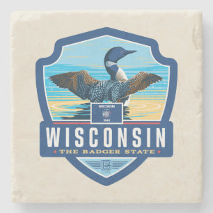 Porta-copo De Pedra Orgulho de Estado Wisconsin