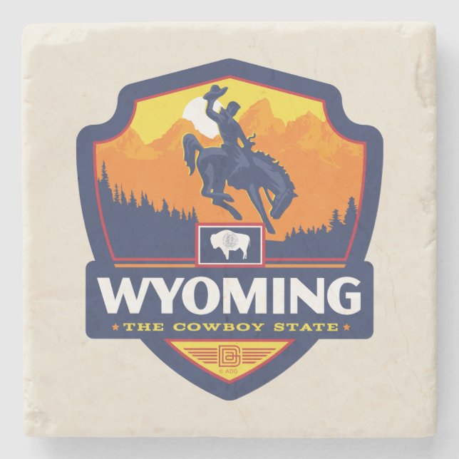 Porta-copo De Pedra Orgulho Estatal | Wyoming (Frente)