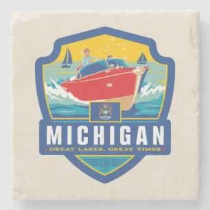 Porta-copo De Pedra Orgulho Michigan do estado
