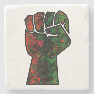 Porta-copo De Pedra orgulho negro punho vermelho verde bandeira pan-af