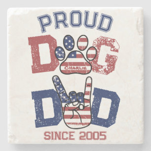 Porta-copo De Pedra Orgulhoso Americano EUA Cachorro de Estimação Pai 