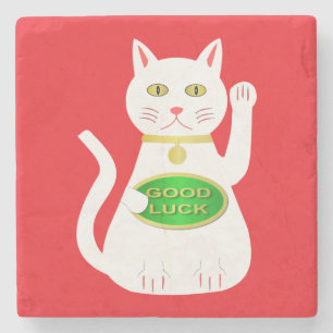 Porta-copo De Pedra Oriental Lucky Cat
