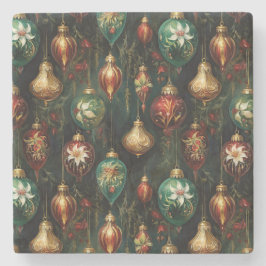 Porta-copo De Pedra Ornamentos Dourados Vermelhos de Natal