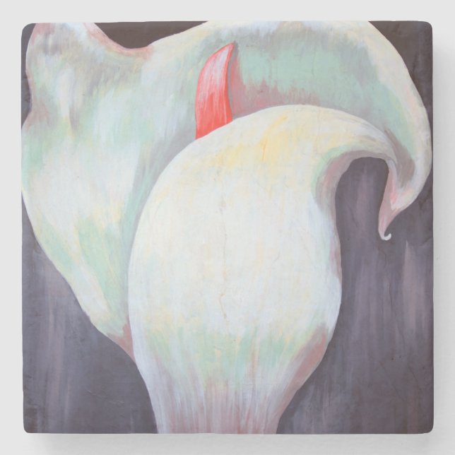 Porta-copo De Pedra Orquídea Branca De Ivory Com Matizes Lilás (Frente)