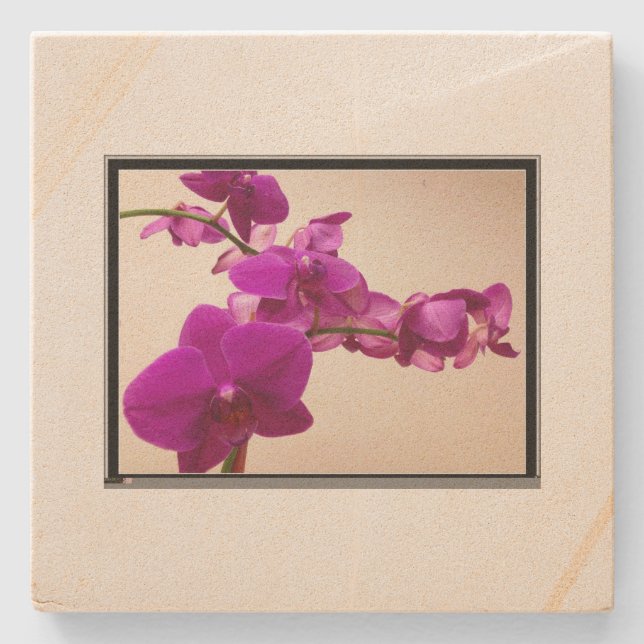 Porta-copo De Pedra Orquídea rosa (Frente)