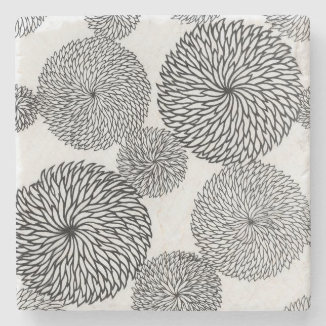 Porta-copo De Pedra Os crisântemos da escola japonesa (Frente)