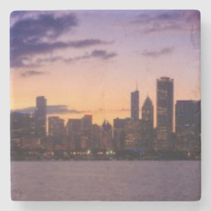 Porta-copo De Pedra Os grupos do sol sobre a skyline de Chicago