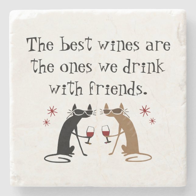 Porta-copo De Pedra Os melhores vinhos que bebemos com amigos (Frente)