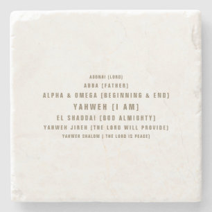 Porta-copo De Pedra Os Nomes de Deus da Tipografia Cristã Dourada