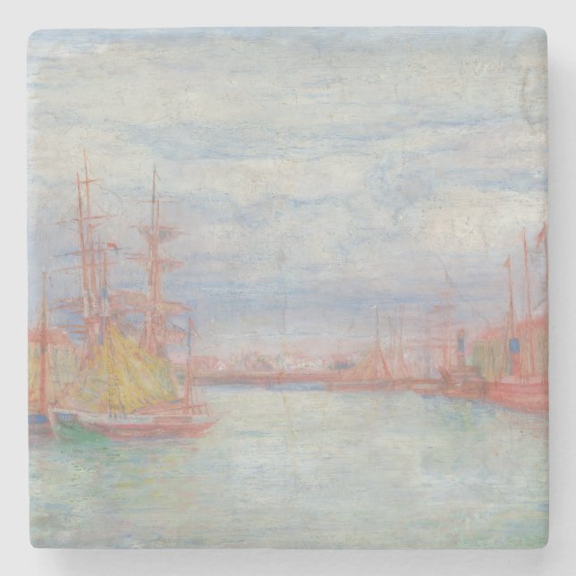 Porta-copo De Pedra Ostend Harbor por James Ensor (1900) (Frente)