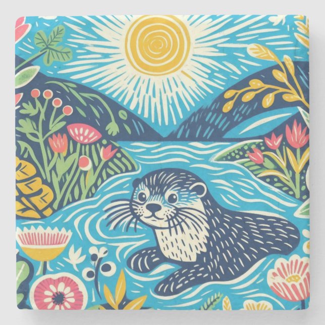 Porta-copo De Pedra Otter (Frente)