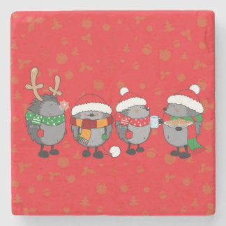 Porta-copo De Pedra Ouriços de Natal