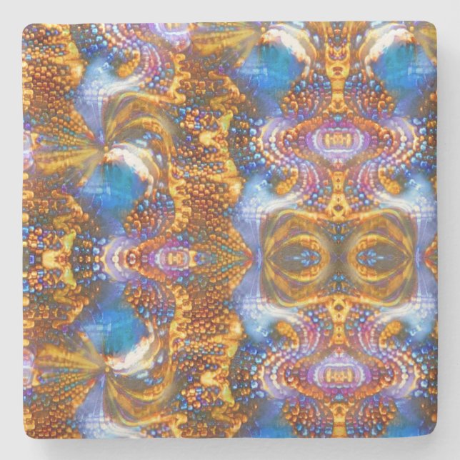 Porta-copo De Pedra Ouro azul (Frente)