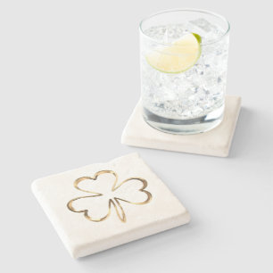 Porta-copo De Pedra Ouro Faux Shamrock Clover Irish Good Sorte