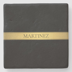 Porta-copo De Pedra Ouro sofisticado & preto do falso da apresentaçã