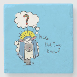 Porta-copo De Pedra Ovelha Engraçada de Natal Cristã