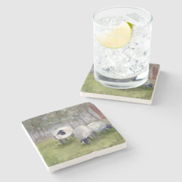 Porta-copo De Pedra Ovinos Rustic Watercolor